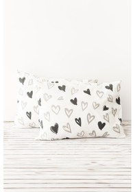 Resim Soley Mix & Match Lover %100 Pamuk 2'li Yastık Kılıfı Seti Beyaz 