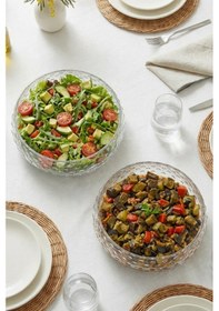 Resim Selen Concept Bubble Model Büyük Boy El Yapımı Cam Salata Ve Sunum Kasesi 2li Set 