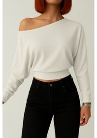 Resim Trend Alisse Kadın Beyaz Düşük Omuzlu Modal Dokulu Bluz 