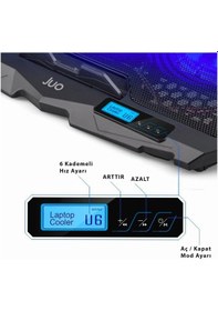 Resim Juo C1 Led Ekranlı Notebook Soğutucu 4 Fanlı Hız ve Yükseklik Ayarlı 