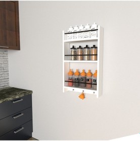 Resim Emkawood Sare Beyaz Mutfak Rafı Beyaz 