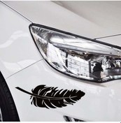 Resim Sones 10 Adet Amblem Tüy Araba Çıkartmaları Su Geçirmez Plastik Çıkartma Siyah 