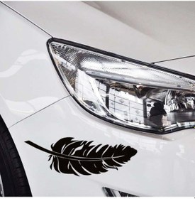 Resim Sones 10 Adet Amblem Tüy Araba Çıkartmaları Su Geçirmez Plastik Çıkartma Siyah 