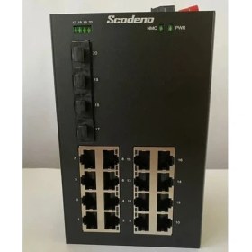 Resim Scodeno Scodone 16 Port Bakır 16*10/100/1000 4*10G Port Fiber Girişli 20 Port Endüstriyel Yönetilebilir Poe Switch 