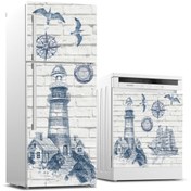 Resim Jasmin2020 Buzdolabı Ve Bulaşık Makinası Sticker Kaplama Etiketi Deniz Feneri 