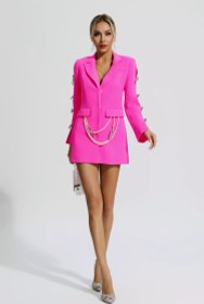 Resim Macie Pembe İnci İşlemeli Mini Etekli Blazer - Pembe / S 