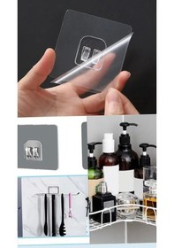 Resim 4 Adet Süper Güçlü Şeffaf Çerçeve Askısı Lekesiz Duvar Yapışkanı Mutfak Banyo Raf Tutucu Aksesuarı 