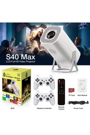 Resim Genel Markalar S40 Max 4K HD 1080P Bluetoothlu Projektör + 2 Kablosuz Joystickli & Dahili 3000 Oyun 