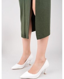 Resim Nesilshoes Nesil Shoes Özma 6175 Beyaz Topuklu Kadın Stiletto 