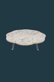 Resim DOGANDEKOR 90 Cm Beyaz Mermer Desenli Yer Sofrası 