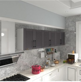 Resim Kenzlife Hazır Mutfak Dolabı Elma60 Gri Mod2 60 240 32 Mebran Kapak Suntalam Gövde Beyaz 