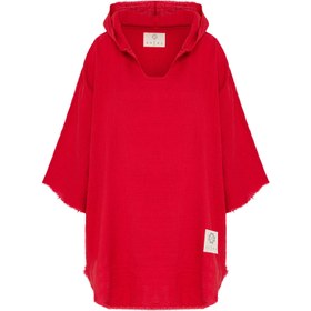 Resim Muslin Unisex Kısa Panço Kırmızı - Kırmızı / Standart 