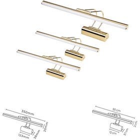 Resim Ewp Aydınlatma Banyo Tablo Ayna Üstü LED Flüt Aplik Kablosuz Pilli Gün Işığı 35CM & 50CM 3'lü Set - Gold 