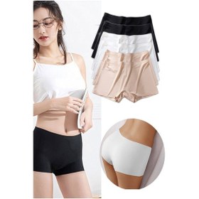 Resim Royaleks Kadın Dikişsiz Görünmez İz Yapmaz Mini Şort Boxer Siyah-Beyaz-Ten 6 Adet Çok Renkli 