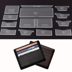 Resim 13 Parça Cüzdan Desenli Şablon Seti Evrensel Kısa Klips Şablon Desen Dikiş Şablonları DIY Seti Noel Hediyesi, DIY Cüzdan Yapımı 