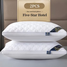 Resim 2'li Lüks Otel Yastık İç Dolgusu - Ultra Kalın Kabarık Yastık Çekirdekleri Boyun Desteği ile, Çökmeme Tasarımı, Derin Uyku için Yumuşak Kabarık İç Yüzey - Ev, Seyahat, Hediyeler için İdeal - Standart Yastık Kılıfları ile Uyumlu - Noel, Doğum Günü 