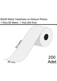 Resim 80x50 Metre Termal Yazarkasa Ve Adisyon Rulosu 1 Koli:200 Adet Rulo 