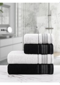 Resim 4 Lü Havlu Seti Ladin 50x90 Siyah - Beyaz 