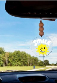 Resim Laputa Tükkan Gülen Yüz Figürlü Smile Yazılı Dikiz Aynası Pleksi Araba Süsü 