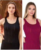 Resim Kit İç Giyim Berrak 8049 4'lü Bordo Ve Siyah Renkler Kalın Askılı Kadın Atlet Siyah - Bordo 