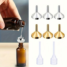 Resim 2/3/5 adet Metal Küçük Huni ve Pipet Parfüm ve Esansiyel Yağlar için, Çeşitli Sıvıları Kolayca Dağıtmak ve Eklemek için Özel Araçlar 