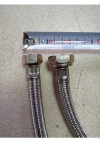Resim 70 Cm Kalın Çelik Örgülü Bağlantı Hortumu 3/4r 1/2r 25 Ad Gümüş 