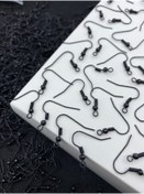 Resim Hedef Bijuteri 50 Adet Siyah Renk Küpe Kancası,çengelli Küpe Klipsi,küpe Yapım Malzemesi 