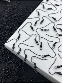 Resim Hedef Bijuteri 50 Adet Siyah Renk Küpe Kancası,çengelli Küpe Klipsi,küpe Yapım Malzemesi 