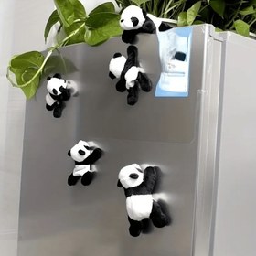 Resim Peluş Panda Çıkartmaları - Sarmalardan, Duvarlara ve Hediyelere Uygun Sevimli Siyah Beyaz Kumaş Panda Süslemeleri, Güç Gerektirmez, Ev veya Parti Dekorasyonu için İdeal 