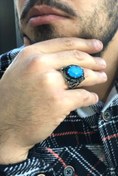 Resim OSESHOP Pariabu Tanzanit Taşlı 925ayar Gümüş Oniks Taş Detaylı Erkek Yüzük 