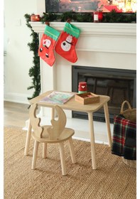 Resim The Deer 1 Masa + 1 Sandalye (Çocuklar için Yaz-Sil Montessori Aktivite ve Etkinlik Masa Sandalye Takımı) 