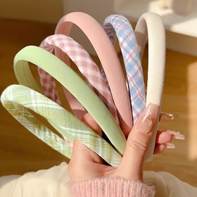 Resim Kızlar için 2 Adet Şık Fransız Esintili Ekose Saç Bantları - Kumaş, Preppy Tarzı Saç Aksesuarları 