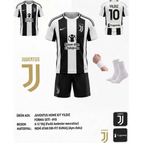 Resim Yenteks Juventus Kenan Yıldız Futbol Çocuk Forması 2024/25 Sezon 4'lü Set Forma + Short+Çorap+Bileklik 