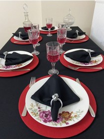 Resim Sıvı Geçirmez Dertsiz Masa Örtüsü Siyah 13 Parça Set 