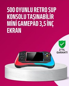 Resim 500 Oyunlu 3,5' Elde Taşınabilir Mini Oyun Konsolu - Şarjlı, Tv Bağlantılı 
