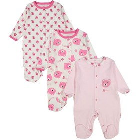 Resim Mıdırık Baby 222289 Bebek Ayıcık Baskılı Üçlü Tulum Seti 