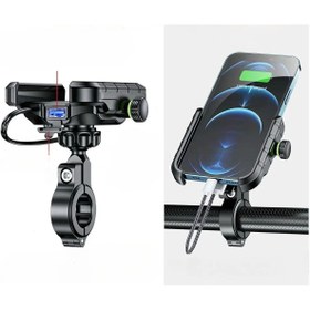 Resim asua Akü Şarj Bağlantılı Ayna Gidon Bağlantı Motosiklet Telefon Tutucu Bisiklet Atv Tutacağı 