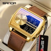 Resim Erkekler için SANDA Moda Dijital Saat, 30m Su Geçirmez, Çift Ekran, Kronometre & Alarm, Çinko Alaşım Kasa, Suni Deri Kayış, Pille Çalışan Elektronik Hareket - Trendy Çok Fonksiyonlu Saat 
