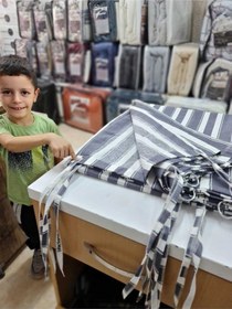 Resim Devrim Olivya Tekstil Gri-beyaz Çizgili Özel Dikim Lüks Halkalı Branda Balkon Perdesi Gri - Beyaz 