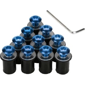 Resim 10 Parça Evrensel Ön Cam Cıvata Cıvata Vida Kiti M5 5mm Cıvata Mavi 