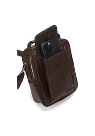 Resim Newish Polo Erkek Mekanizmalı Cüzdan Ve Deri Kapaklı Omuz El Çantası 17x22cm - New337 Kahverengi 