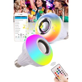 Resim Gampus 16 Renk Ayarlanabilir Bluetooth Bağlantılı Hoparlörlü Ampul Kumandalı Bağlantılı Ampul Yeni Nesil 