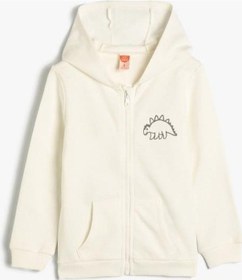 Resim Koton Erkek Bebek Dinozorlu Kapşonlu Sweat Kanguru Cep Detaylı Pamuklu 001 