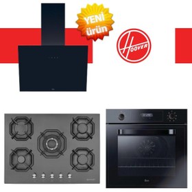 Resim Hoover Lavento Ankastre Set A+++ ( HOT3051BI/E + EMİNÇELİK 22 385 5 Gözlü Siyah Ocak + HDG6C1GBTK) 