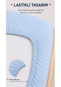 Resim Pamuklu Penye 70x140 Lastikli Bebek Çarşafı Lastikli Beşik Çarşafı Bebek Çarşafı Bebe Mavisi 
