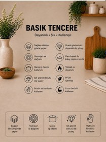 Resim Valeria 30 cm Granit Basık Tencere Silikon Kenarlı Cam Kapak - Cappucino Yapışmaz 