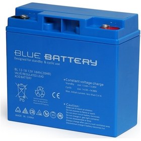 Resim Blue Battery 12V 18 Amper Bakımsız Kuru Akü Ups Aküsü 