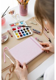Resim 21x15 Cm Sert Kapak 80 Yaprak 140 Gr. Eskiz Defteri - Sketch Book - Pembe 