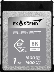 Resim Exascend 256 GB / 512 GB / 1 TB Element CFexpress Kart Tip B, Sürekli Okuma 1.800 MB/s, Canon, Nikon, Panasonic ve Diğer Kameralarla Uyumlu. 
