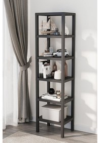 Resim Shelf 6 Katlı Düzenleyici Plastik Raf Ünitesi Siyah, Kitaplık, Mutfak, Banyo Rafı Dolabı Siyah 
